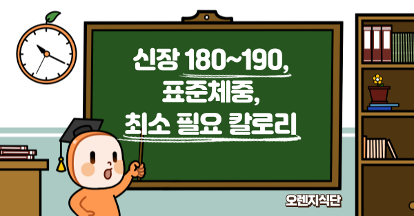 신장 180~190, 표준체중, 최소 필요 칼로리